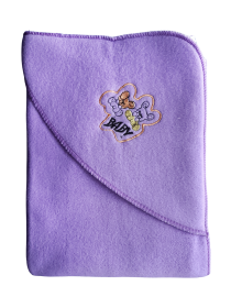 Baby woollen blanket For Infants with hood  reversible purple